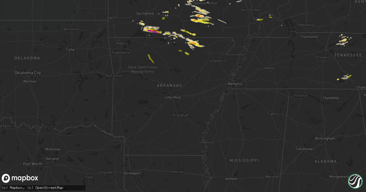 Hail map in Arkansas on May 31, 2018