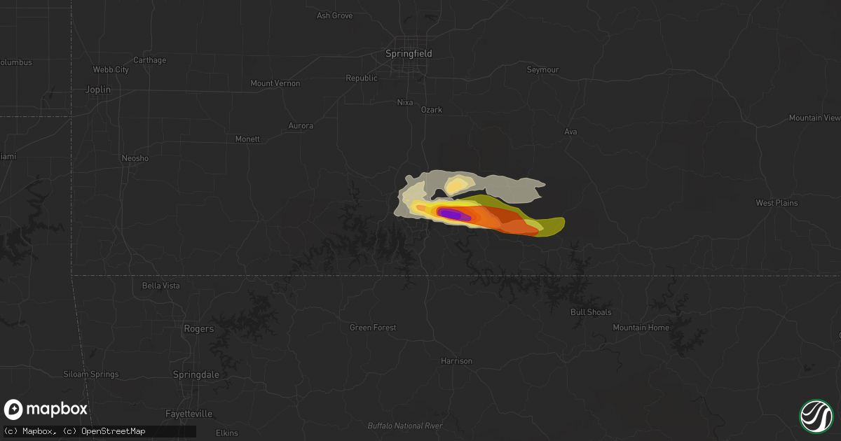 Hail map in Branson, MO on May 31, 2018