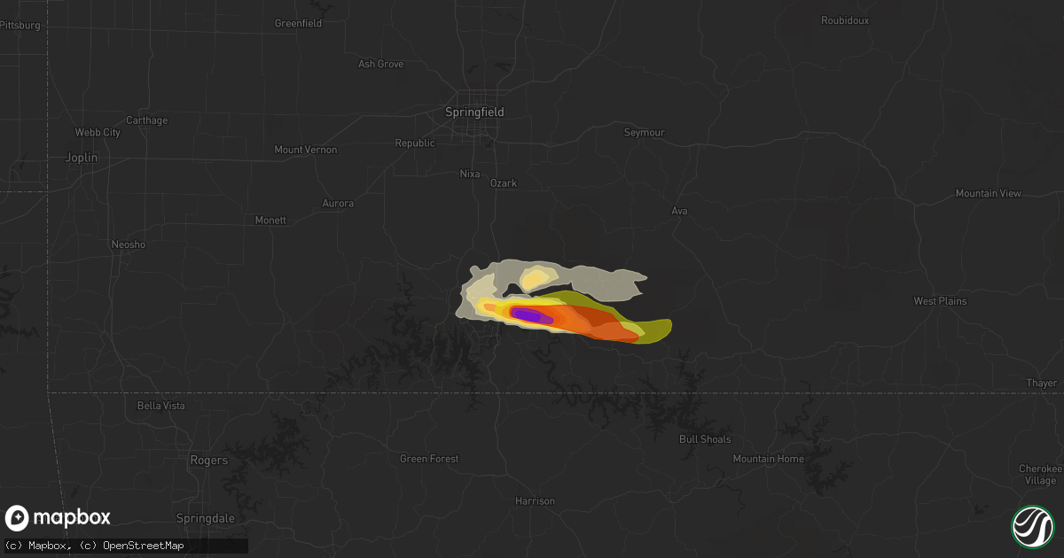 Hail map in Forsyth, MO on May 31, 2018