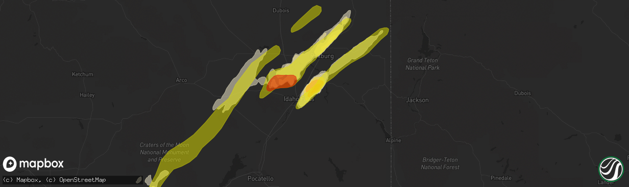 Hail map in Idaho Falls, ID on May 31, 2018