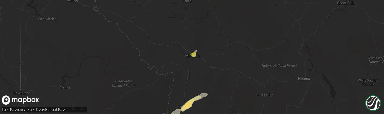 Hail map in Missoula, MT on May 31, 2018