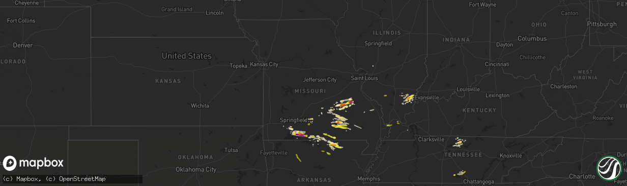 Hail map in Missouri on May 31, 2018