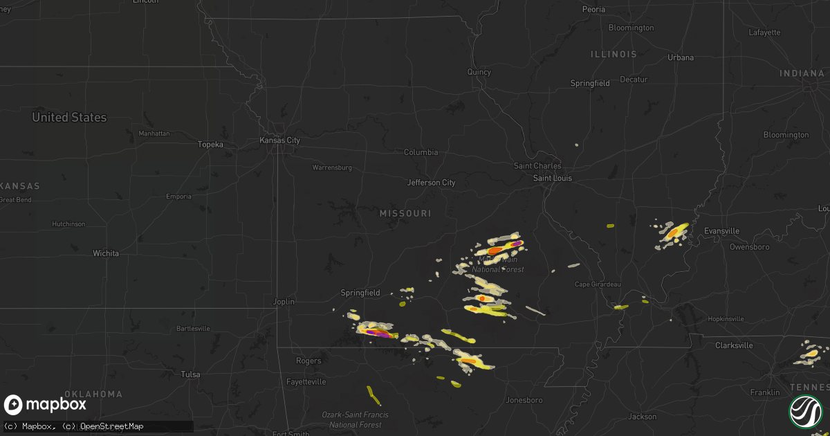 Hail map in Missouri on May 31, 2018