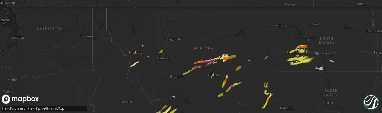 Hail map in Montana on May 31, 2018