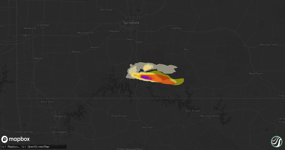 Hail map in Rockaway Beach, MO on May 31, 2018