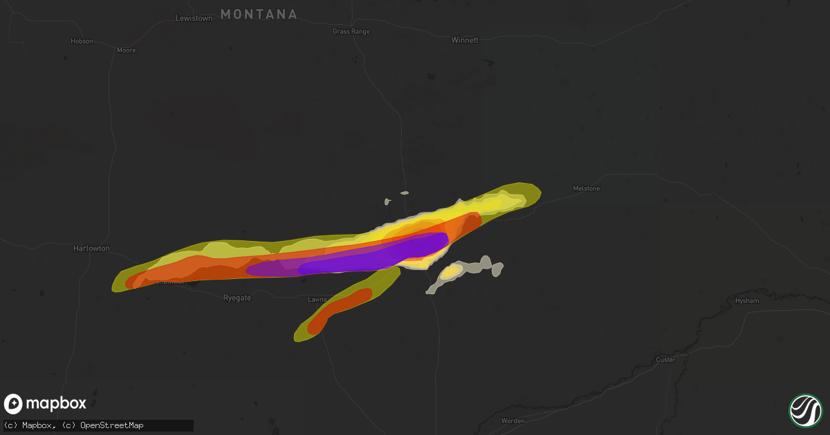 Hail map in Roundup, MT on May 31, 2018
