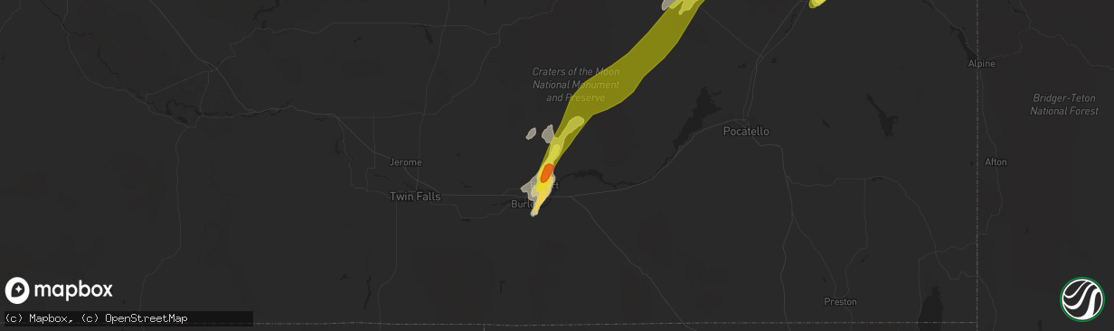 Hail map in Rupert, ID on May 31, 2018