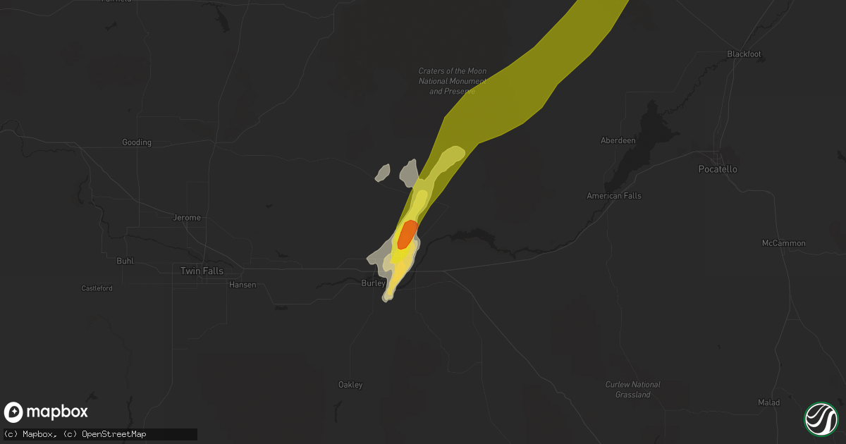Hail map in Rupert, ID on May 31, 2018