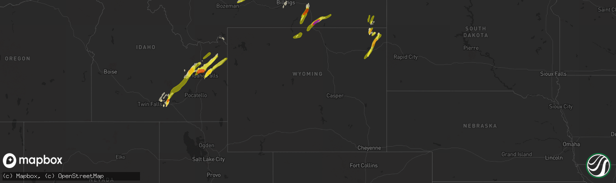 Hail map in Wyoming on May 31, 2018