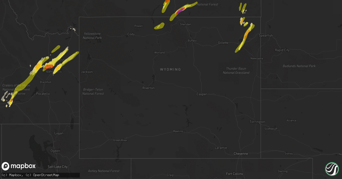 Hail map in Wyoming on May 31, 2018
