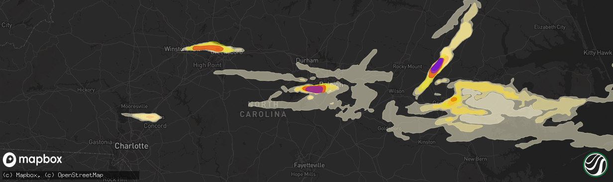 Hail map in Apex, NC on May 31, 2019