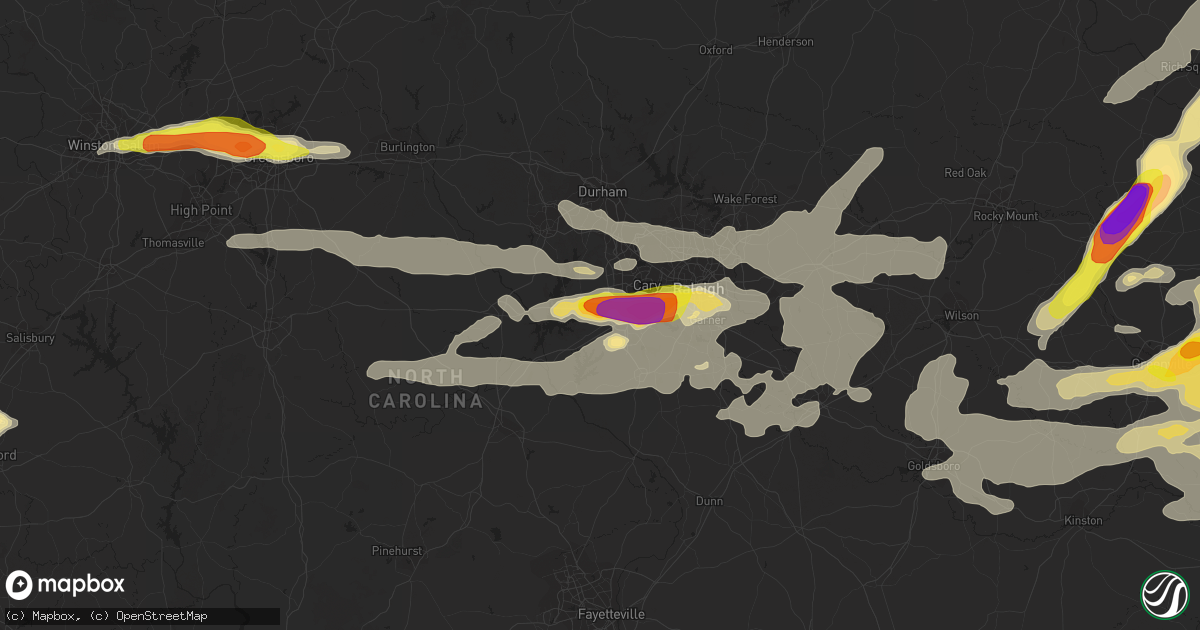 Hail map in Apex, NC on May 31, 2019