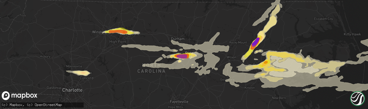 Hail map in Cary, NC on May 31, 2019