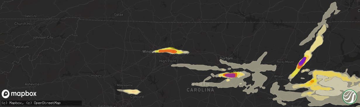 Hail map in Greensboro, NC on May 31, 2019