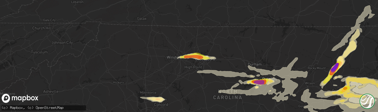 Hail map in Kernersville, NC on May 31, 2019