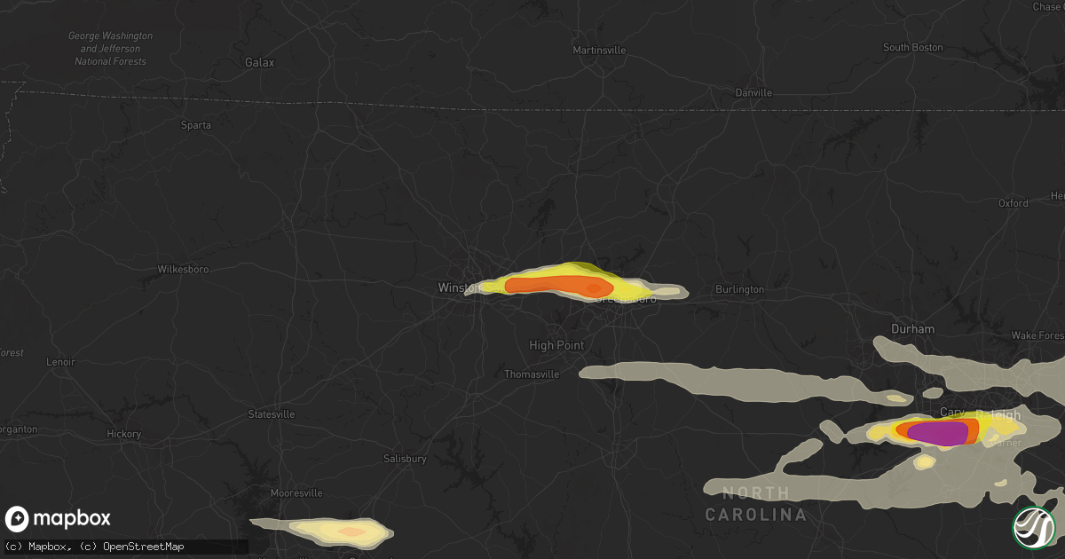 Hail map in Kernersville, NC on May 31, 2019