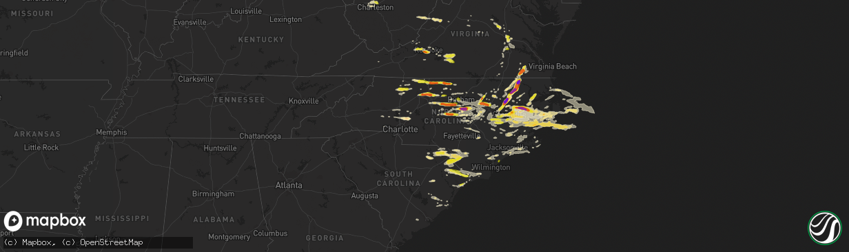 Hail map in North Carolina on May 31, 2019