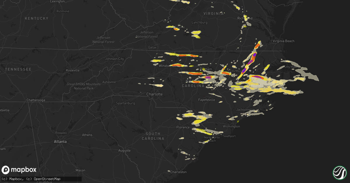 Hail map in North Carolina on May 31, 2019