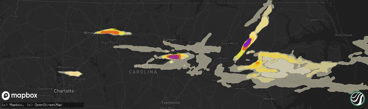 Hail map in Raleigh, NC on May 31, 2019