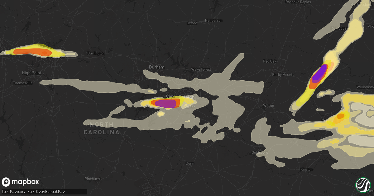 Hail map in Raleigh, NC on May 31, 2019