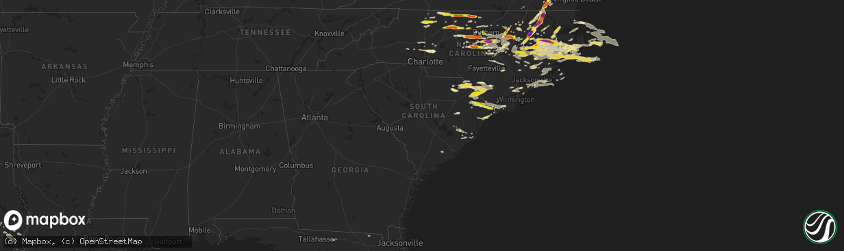 Hail map in South Carolina on May 31, 2019