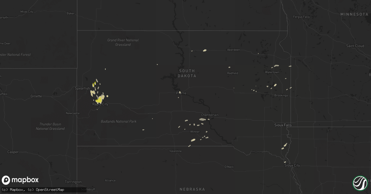 Hail map in South Dakota on May 31, 2019