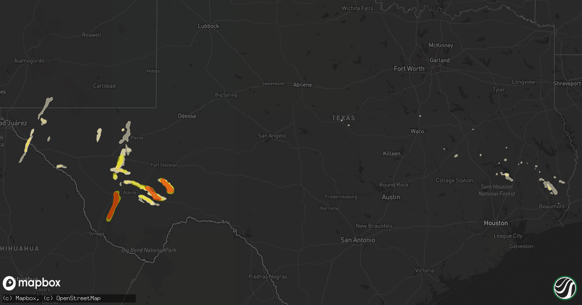 Hail map in Texas on May 31, 2019