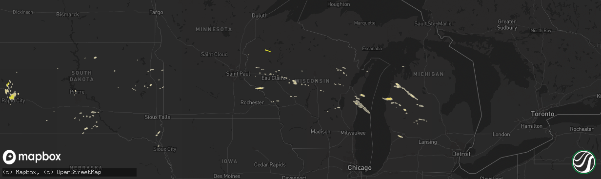 Hail map in Wisconsin on May 31, 2019