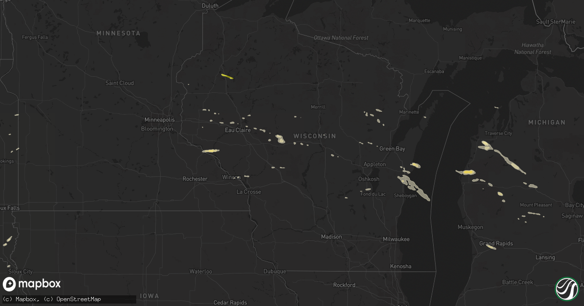 Hail map in Wisconsin on May 31, 2019