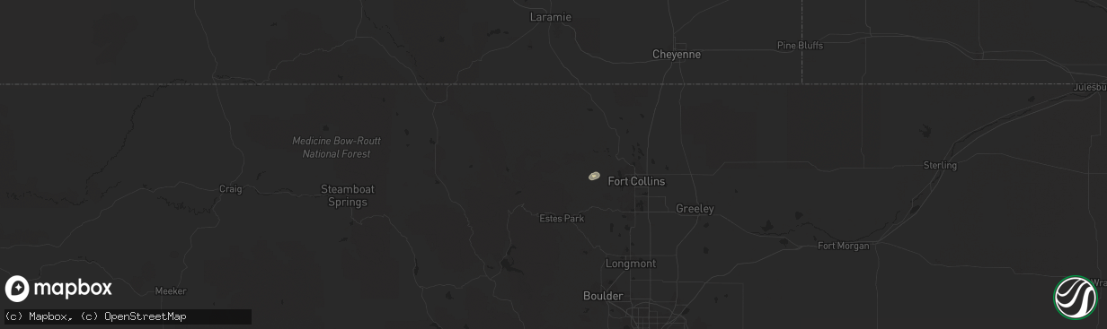 Hail map in Bellvue, CO on May 31, 2020