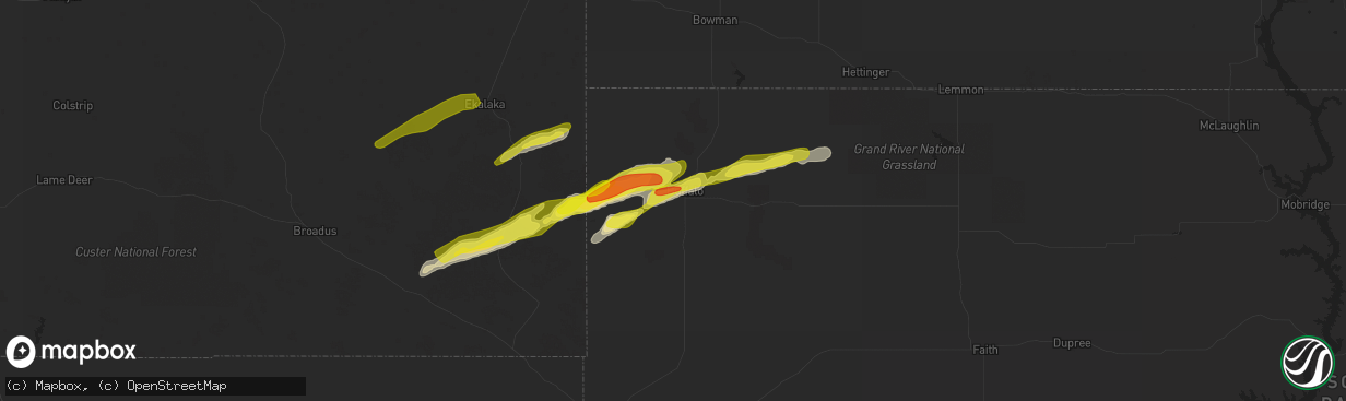 Hail map in Buffalo, SD on May 31, 2020