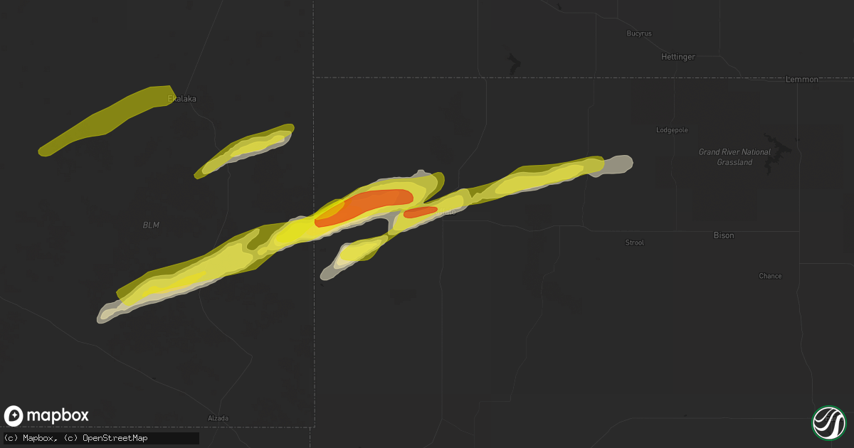 Hail map in Buffalo, SD on May 31, 2020