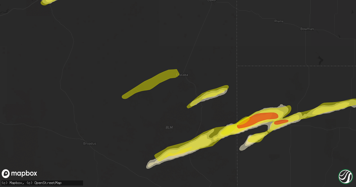 Hail map in Ekalaka, MT on May 31, 2020