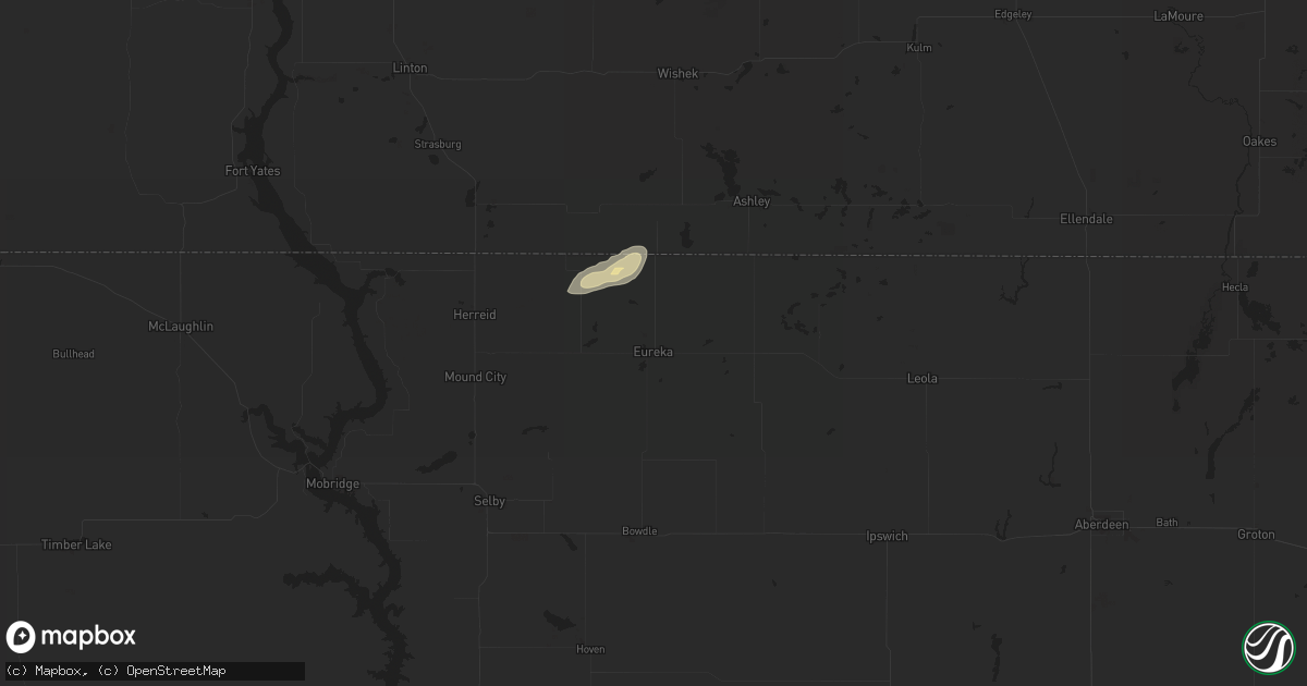 Hail map in Eureka, SD on May 31, 2020