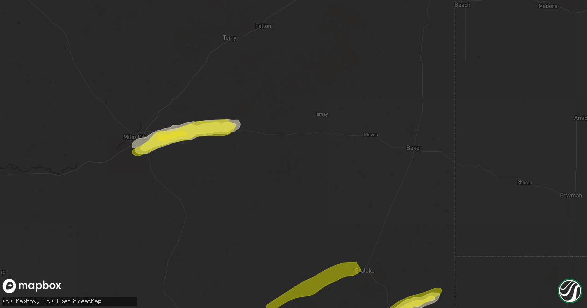 Hail map in Ismay, MT on May 31, 2020