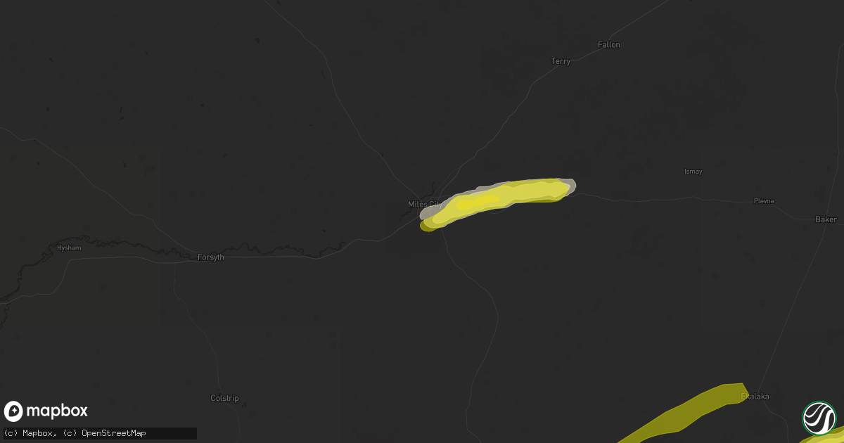 Hail map in Miles City, MT on May 31, 2020