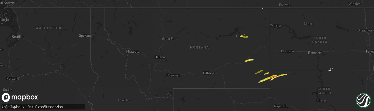 Hail map in Montana on May 31, 2020