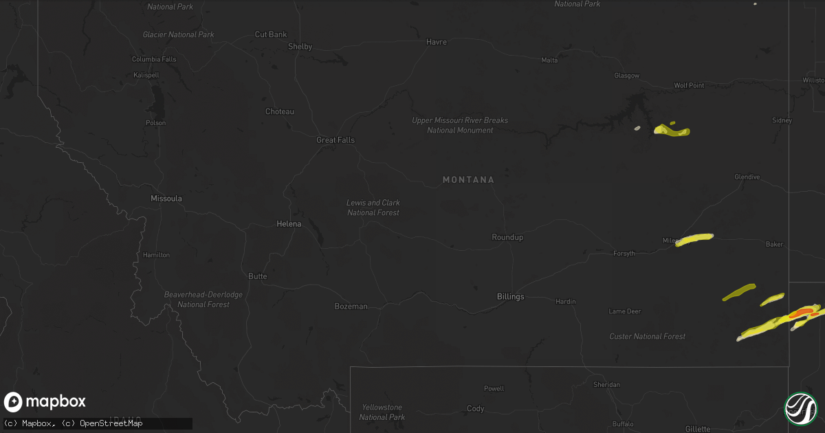 Hail map in Montana on May 31, 2020