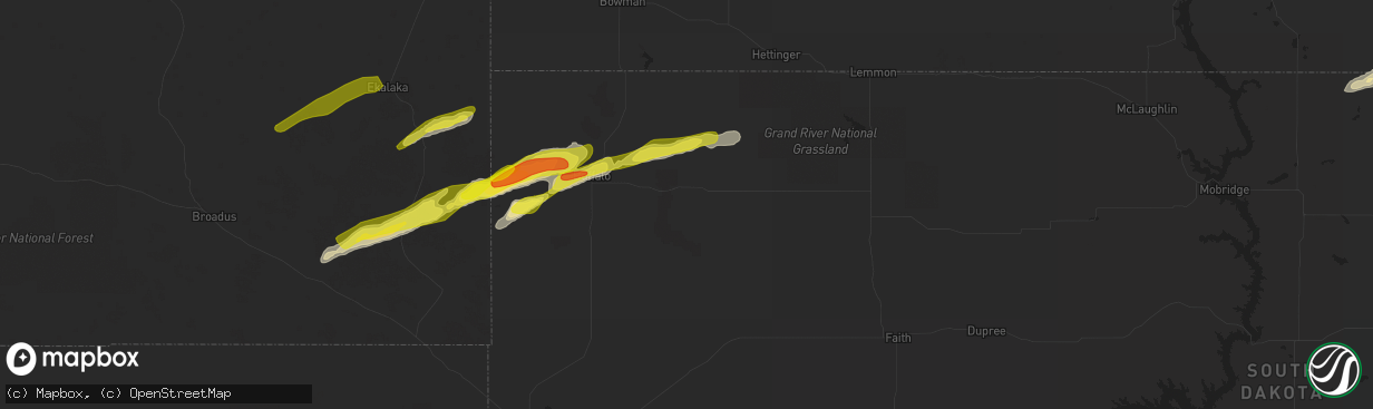 Hail map in Reva, SD on May 31, 2020