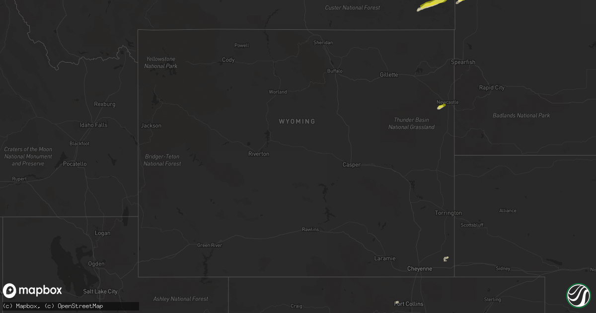 Hail map in Wyoming on May 31, 2020