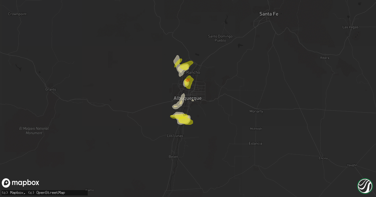 Hail map in Albuquerque, NM on May 31, 2021