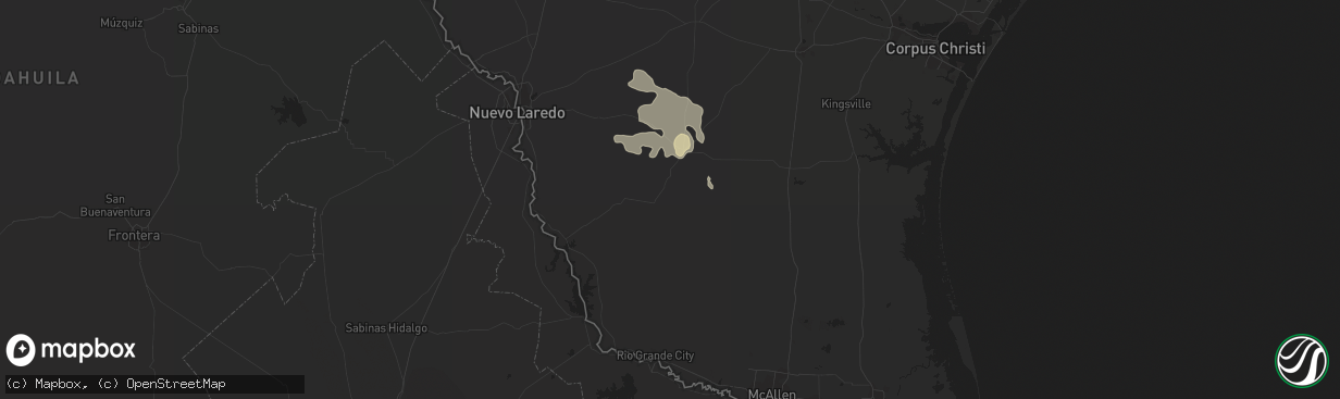 Hail map in Hebbronville, TX on May 31, 2021