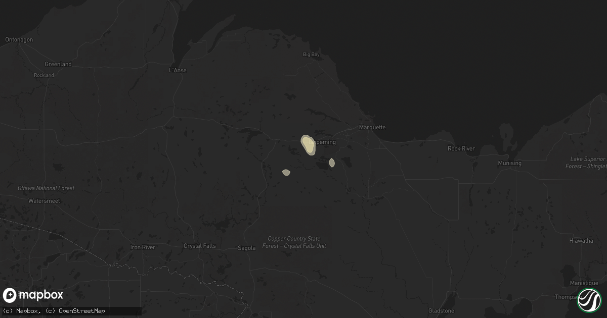 Hail map in Ishpeming, MI on May 31, 2021