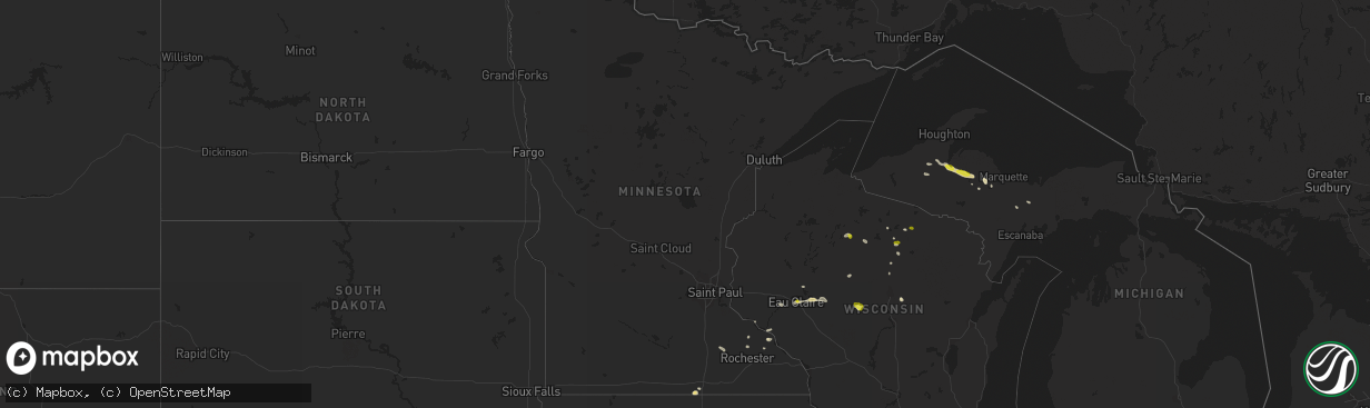 Hail map in Minnesota on May 31, 2021