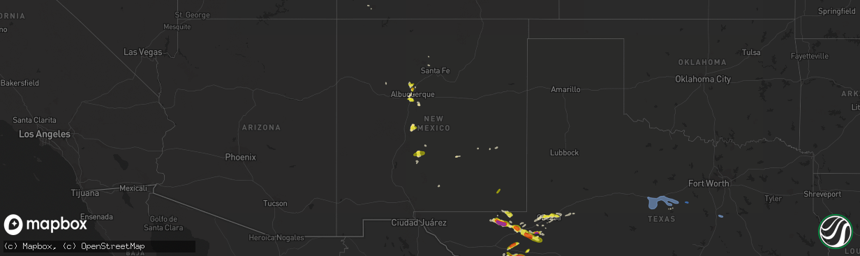 Hail map in New Mexico on May 31, 2021