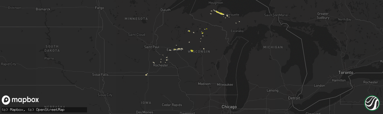 Hail map in Wisconsin on May 31, 2021