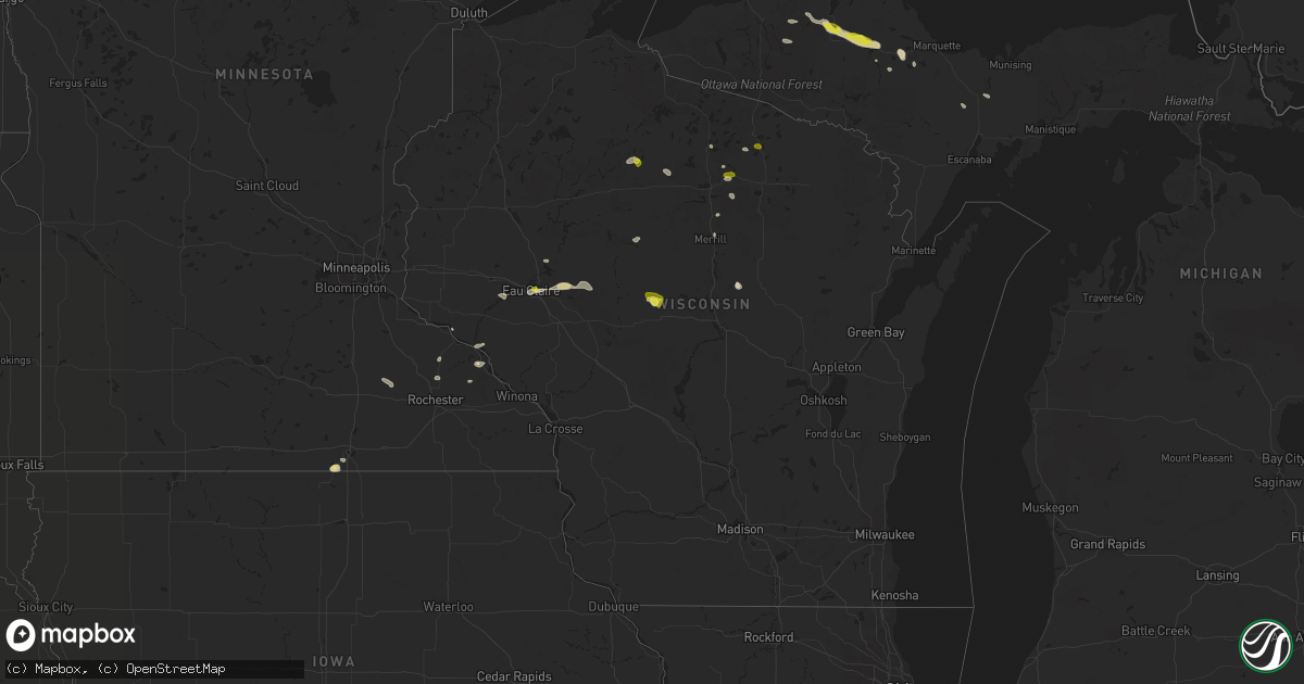 Hail map in Wisconsin on May 31, 2021
