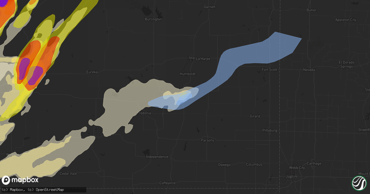Hail map in Chanute, KS on May 31, 2022