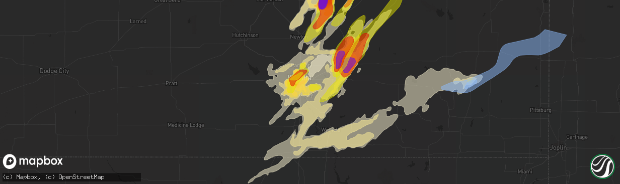 Hail map in Derby, KS on May 31, 2022