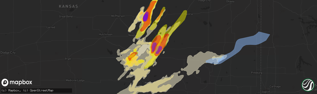 Hail map in El Dorado, KS on May 31, 2022